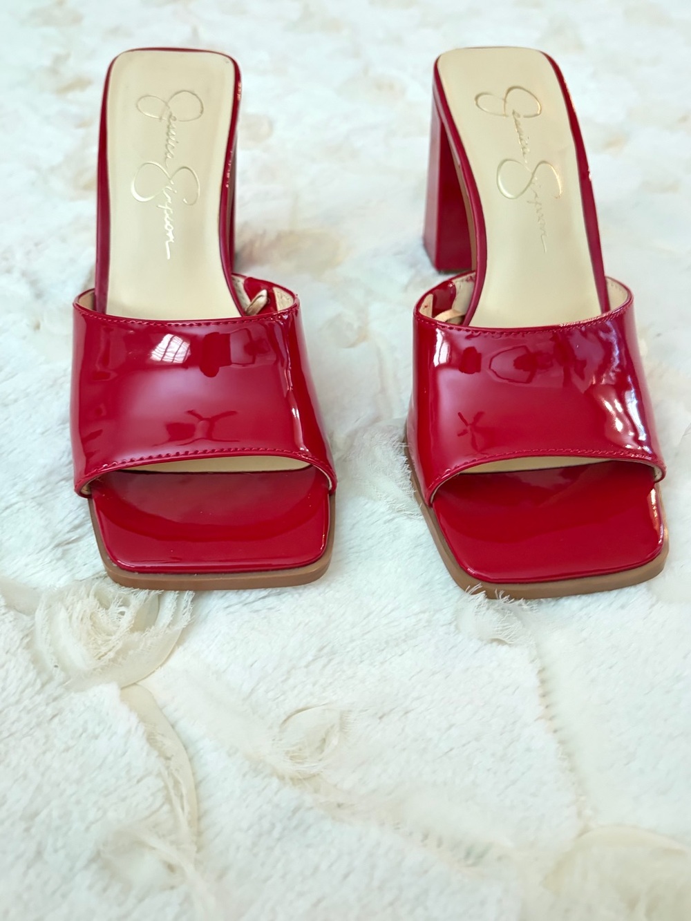 GORGEOUS ❤️🚨 Red Block Heel Sandals - Women's Stylish Jessica Simpson Heels